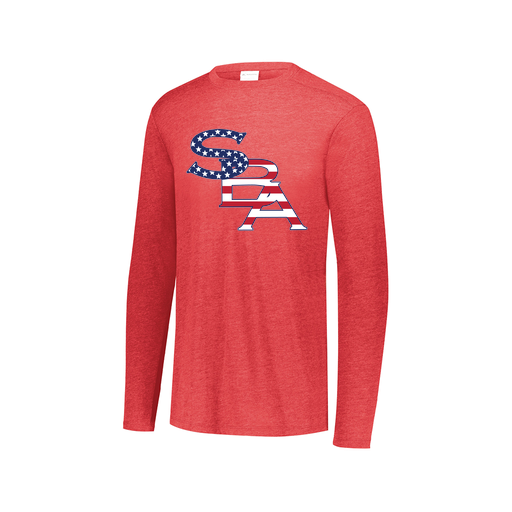 [FTLCUBRD-AXS-LOGO1] Decker Men's Tri-Blend T-Shirt - Long Sleeve (Adult XS, Red, Logo 1)